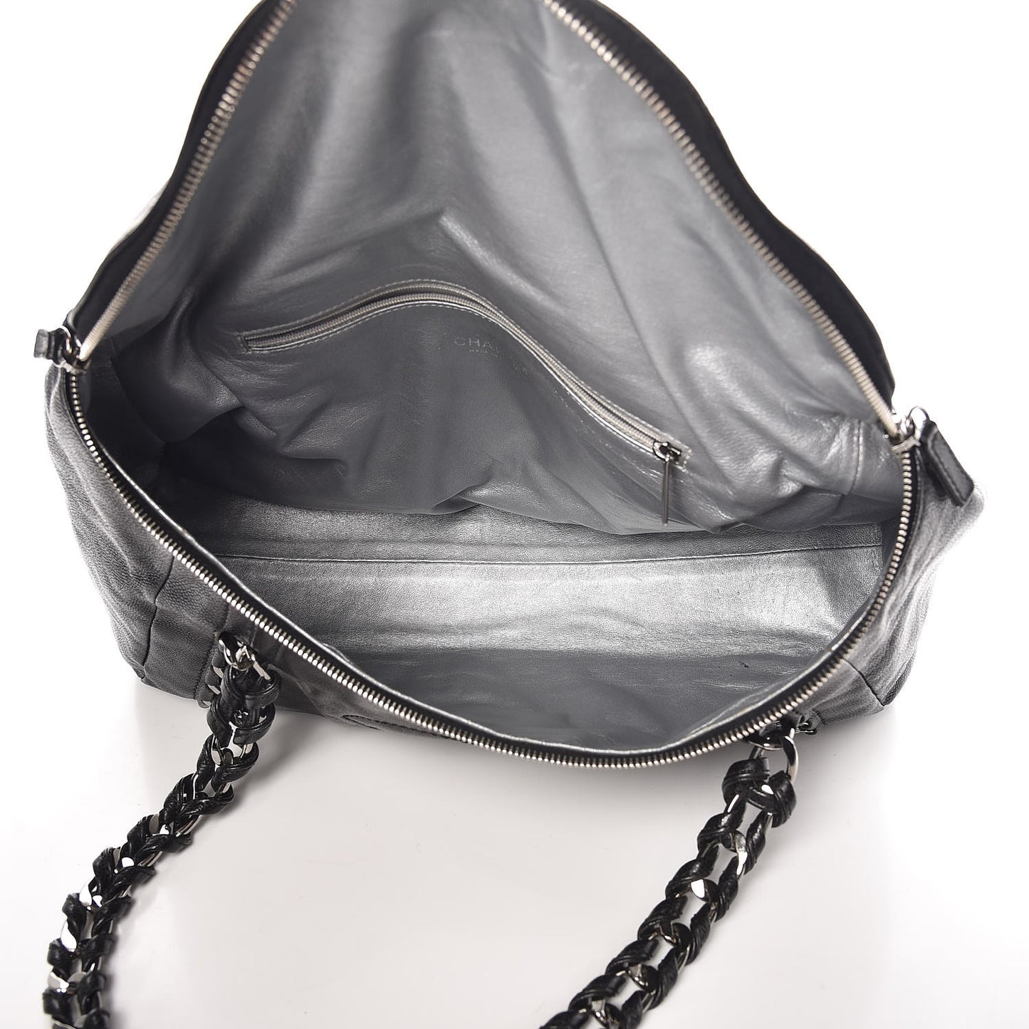 Glazed Caviar Modern Chain Tote Black