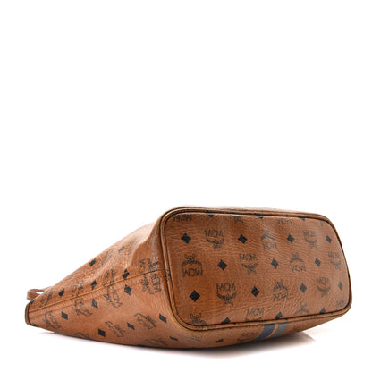 MCM Visetos Dog Bone Striped Shopper Tote Cognac 10 of 12