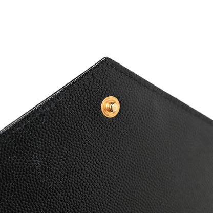 Saint Laurent Grain De Poudre Matelasse Chevron Monogram Chain Wallet Black 14 of 19