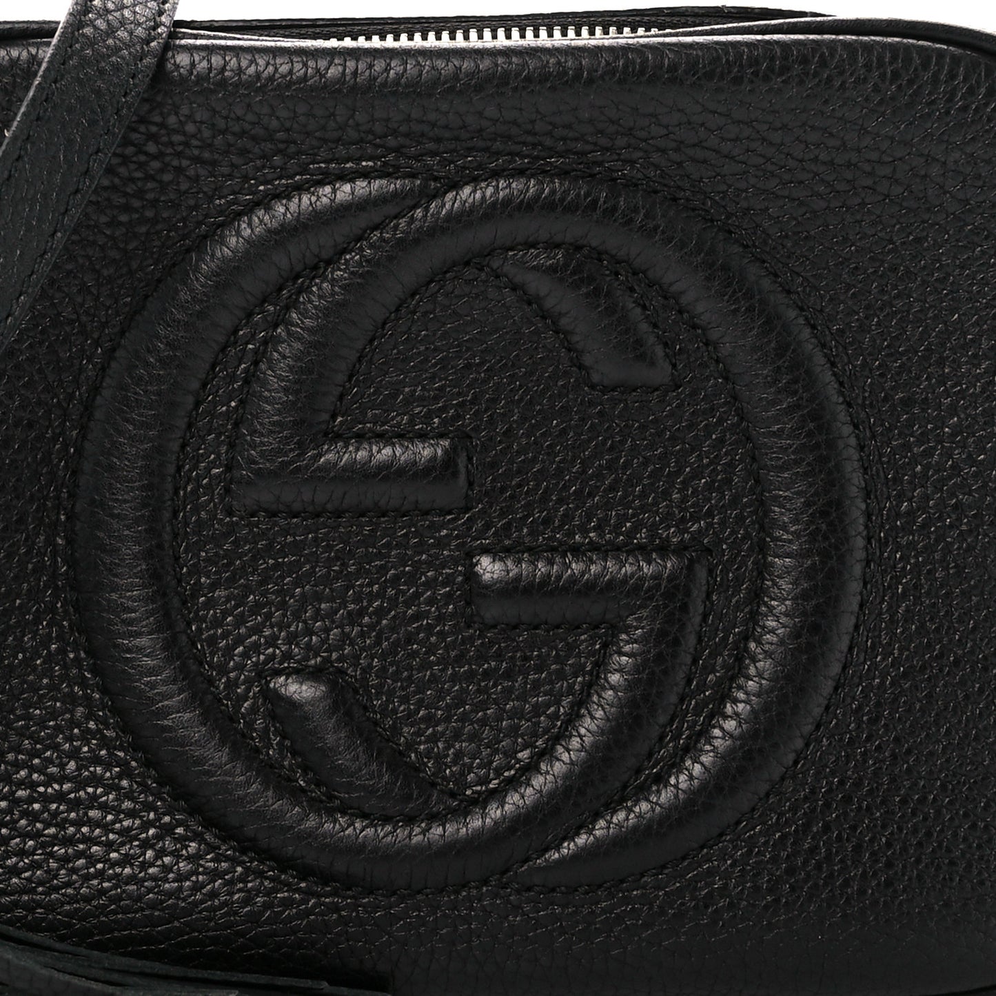Pebbled Calfskin Small Soho Disco Bag Black