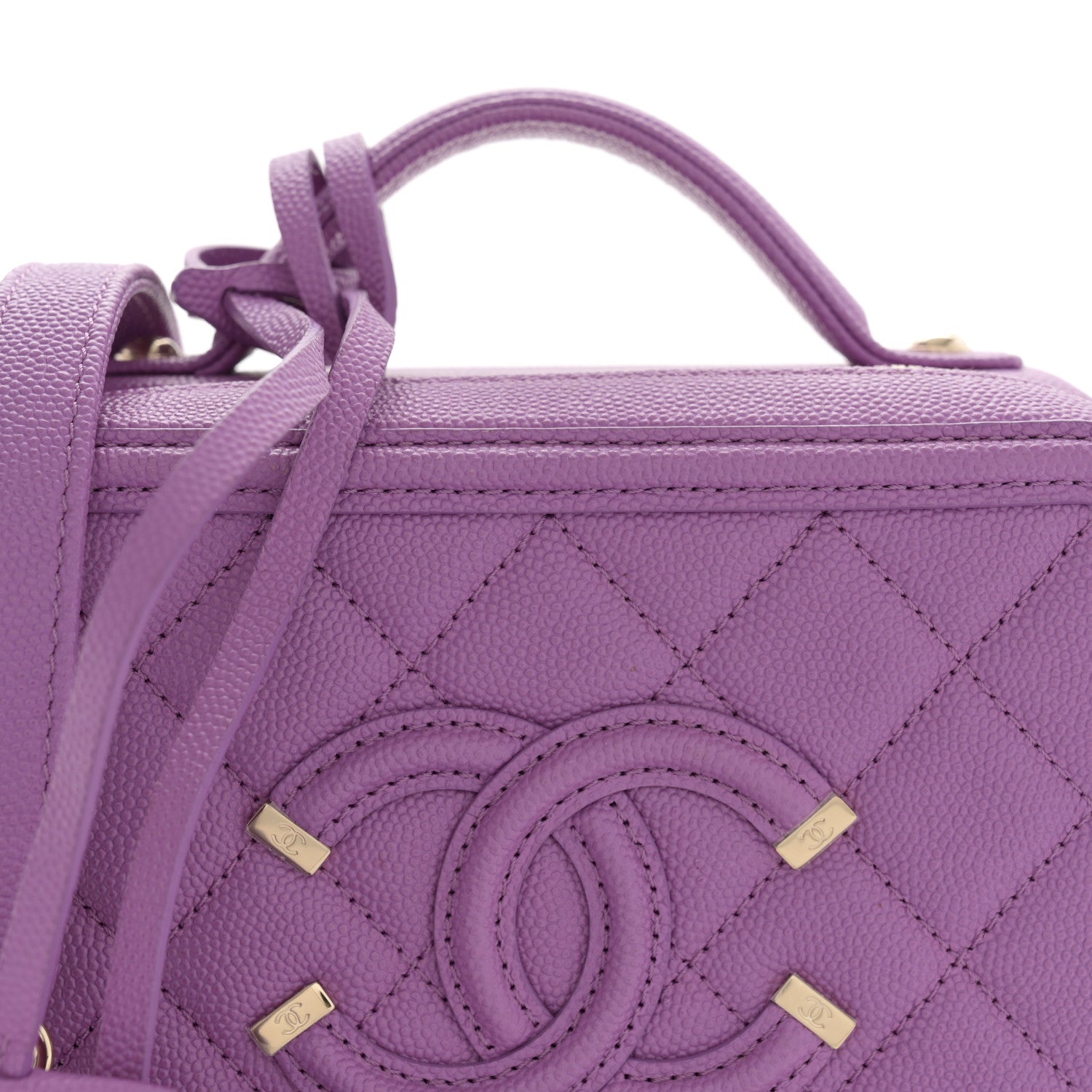 Chanel Caviar Quilted Small CC Filigree Vanity Case Purple 7 of 10