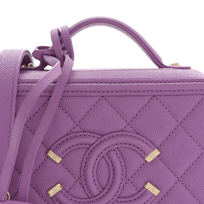 Chanel Caviar Quilted Small CC Filigree Vanity Case Purple 7 of 10