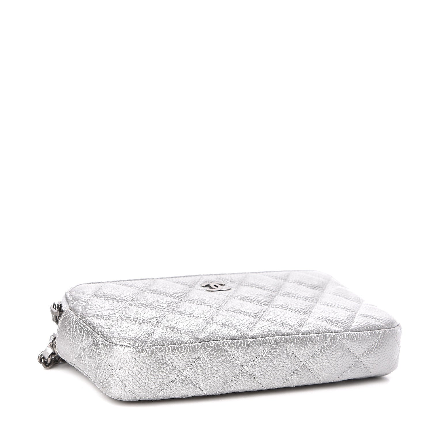 Chanel Metallic Caviar Quilted Small Clutch With Chain Silver 4 of 12