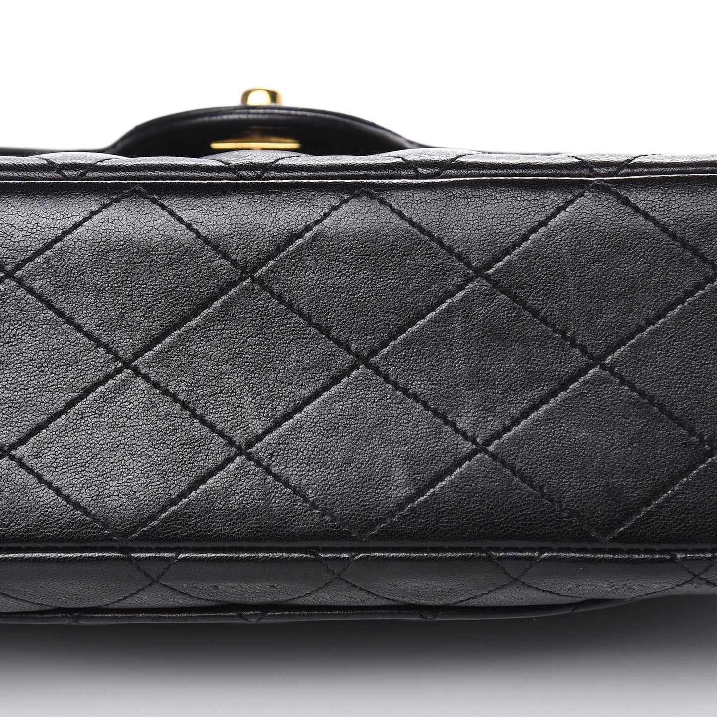 Lambskin Quilted Medium Double Flap Black