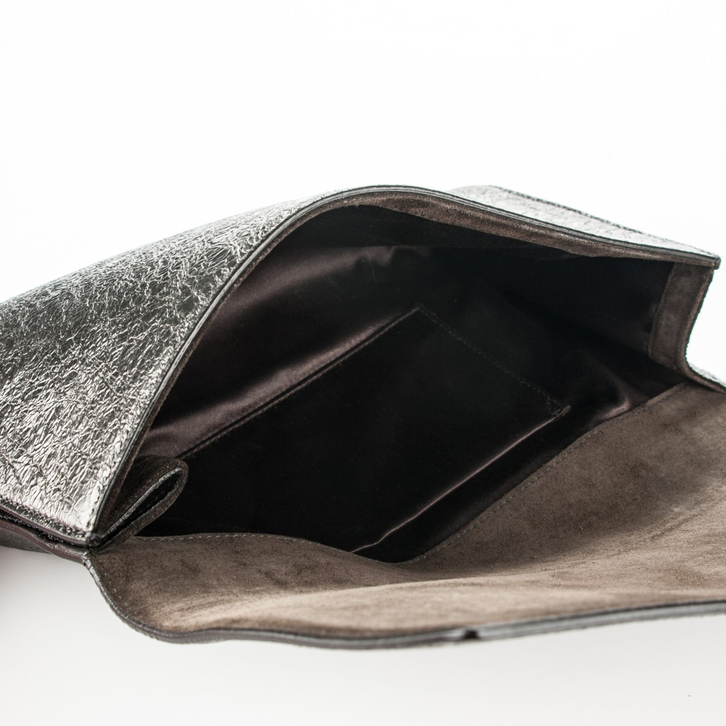 Metallic Textured Large Belle De Jour Clutch Dark Silver