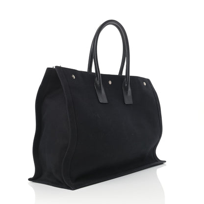 Saint Laurent Linen Calfskin Rive Gauche Tote Black 3 of 20