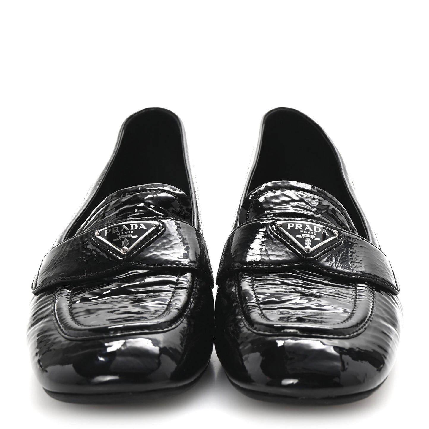 Naplak Metal Triangle Logo 30mm Loafer Pumps 38 Black