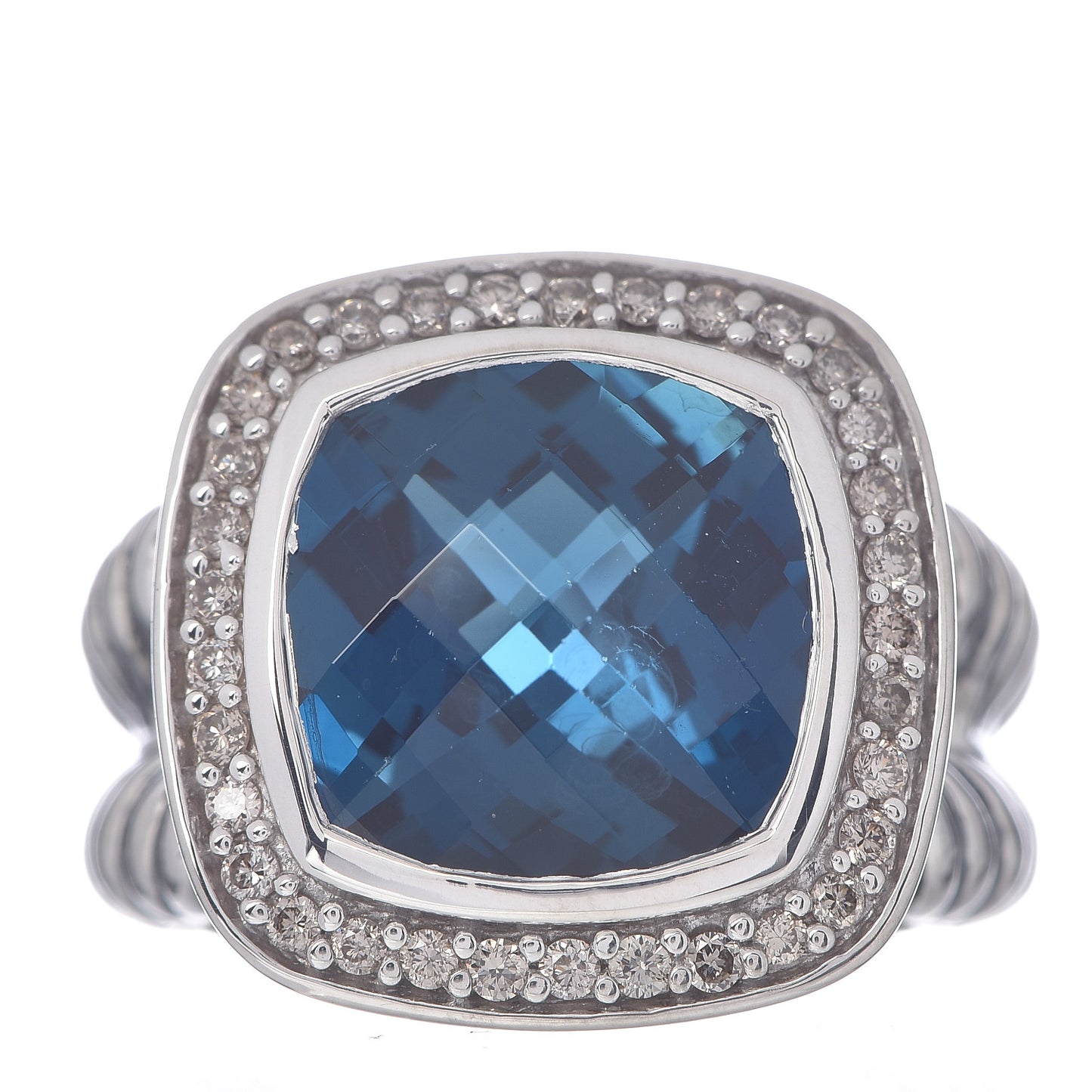 Sterling Silver Diamond Hampton Blue Topaz 11mm Albion Ring 49 5