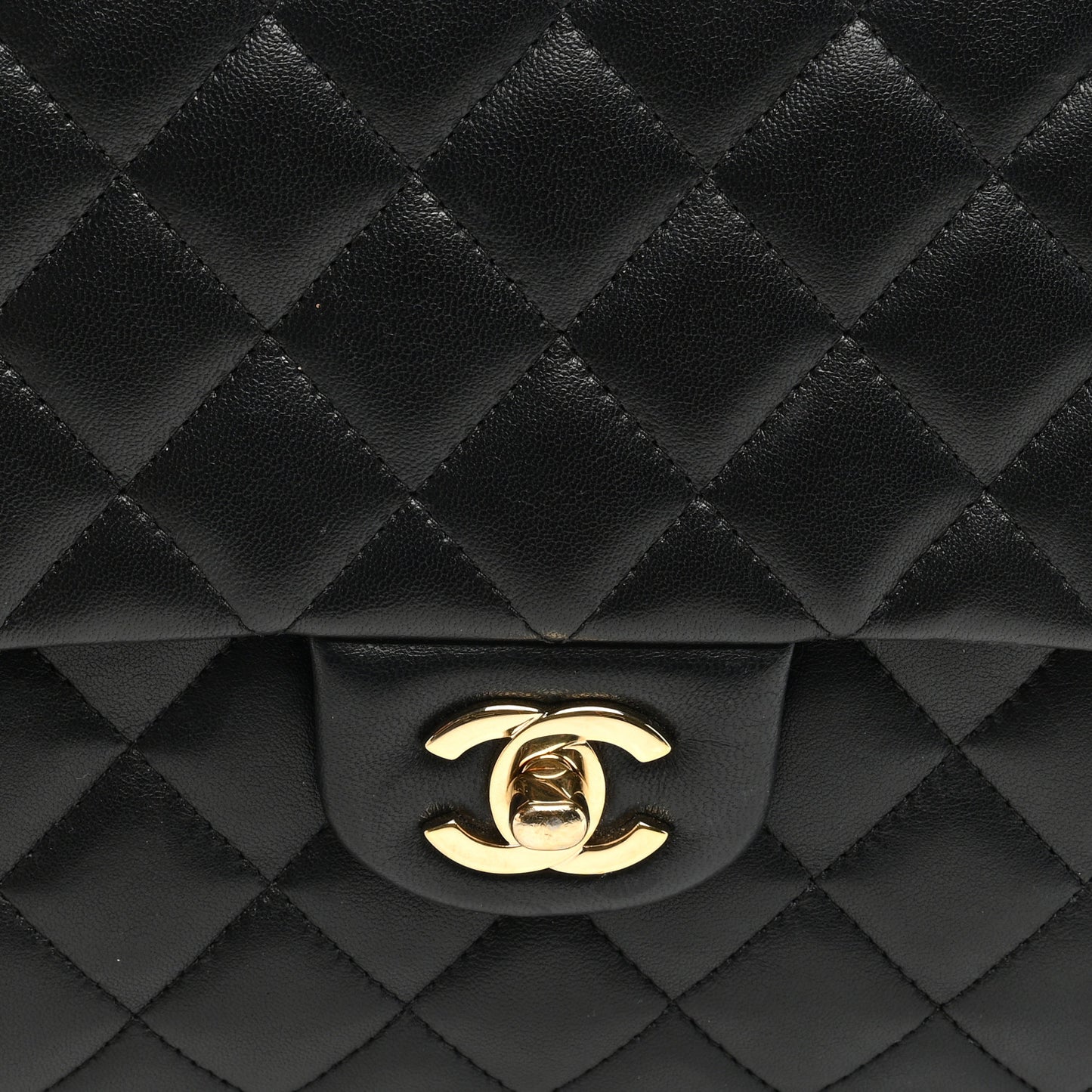 Lambskin Quilted Flap Clutch Black