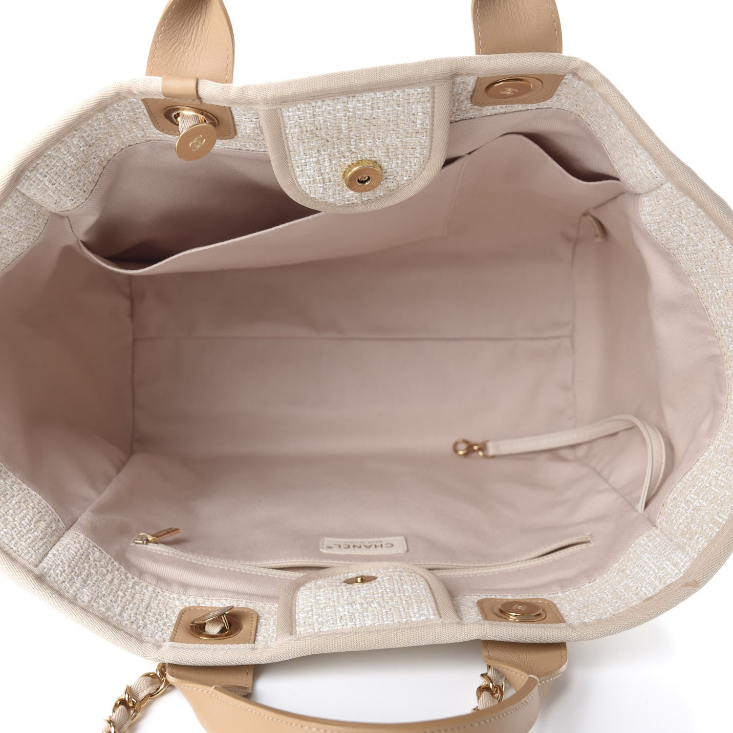 Chanel Mixed Fibers Calfskin Medium Deauville Tote Light Beige 6 of 12