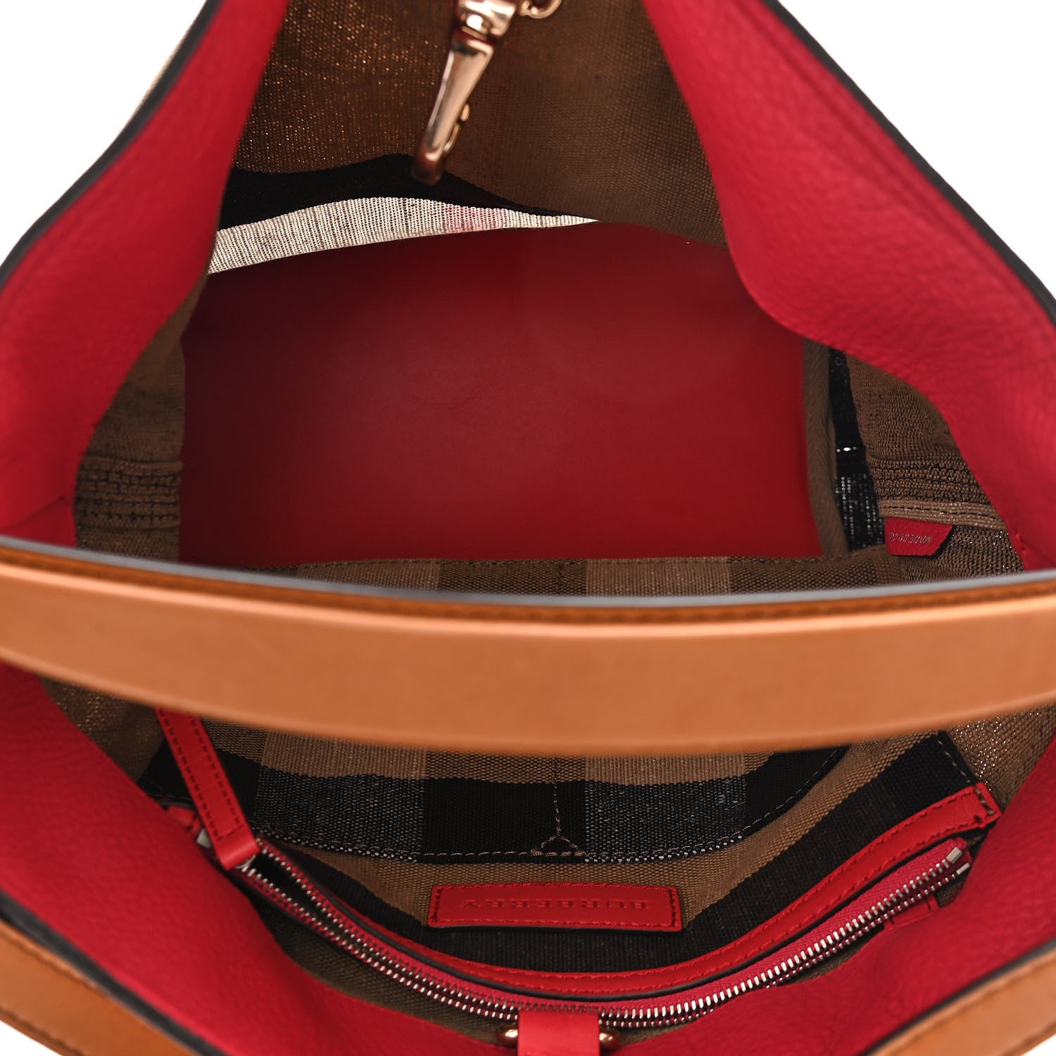 Burberry Grainy Calfskin Canvas Mega Check Medium Ashby Tassel Hobo Pink Azalea 5 of 11