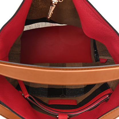 Burberry Grainy Calfskin Canvas Mega Check Medium Ashby Tassel Hobo Pink Azalea 5 of 11