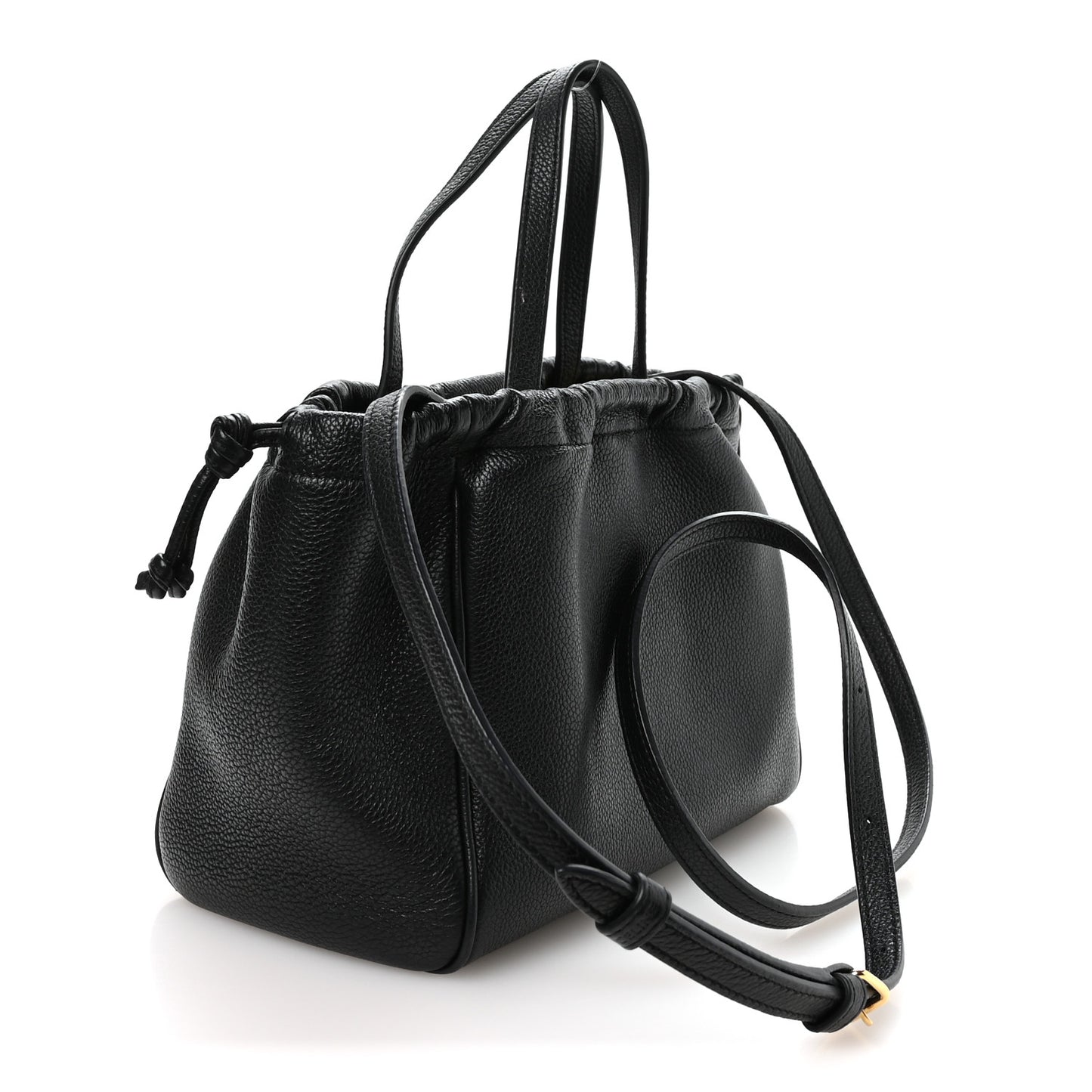Calfskin Cuir Small Triomphe Cabas Drawstring Black
