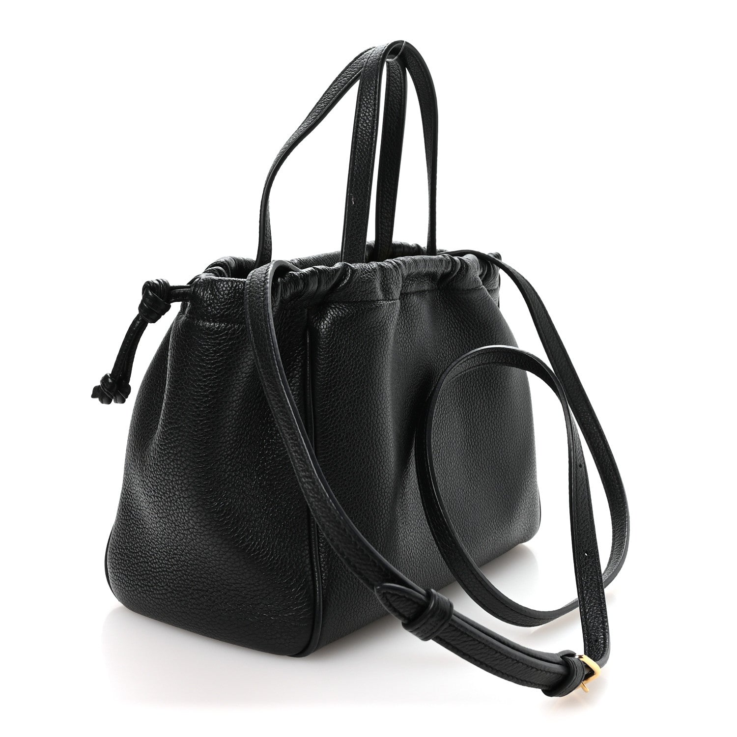 Celine Calfskin Cuir Small Triomphe Cabas Drawstring Black 3 of 10