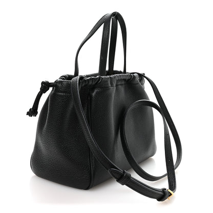 Celine Calfskin Cuir Small Triomphe Cabas Drawstring Black 3 of 10