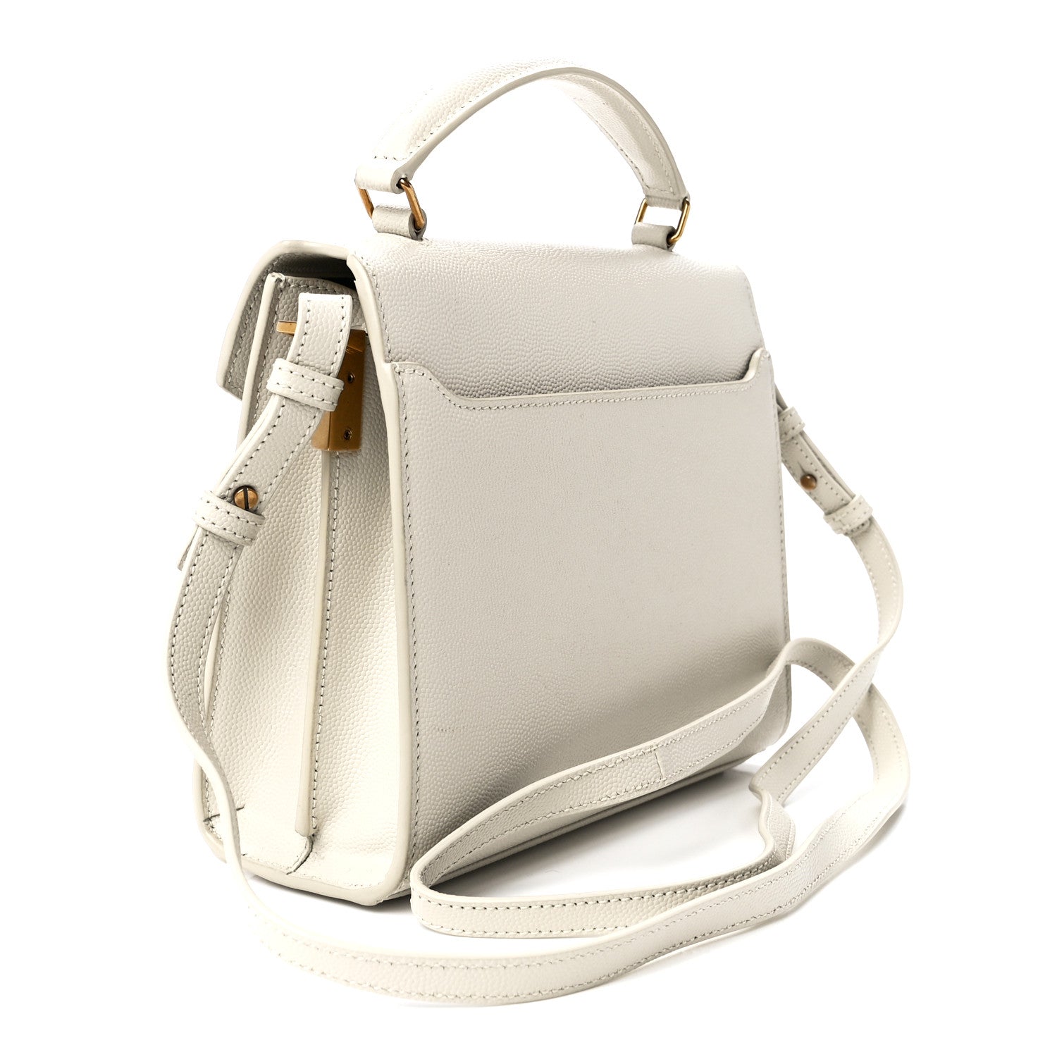 Saint Laurent Grain de Poudre Mini Classic Monogram Cassandra Top Handle Vintage White 3 of 12