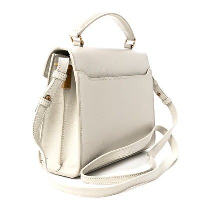 Saint Laurent Grain de Poudre Mini Classic Monogram Cassandra Top Handle Vintage White 3 of 12