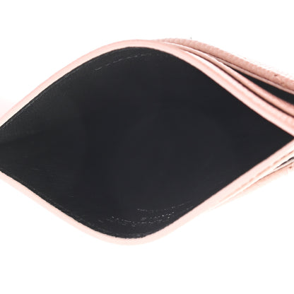 Saint Laurent Grain De Poudre Matelasse Chevron Monogram Credit Card Case Pale Pink 5 of 7