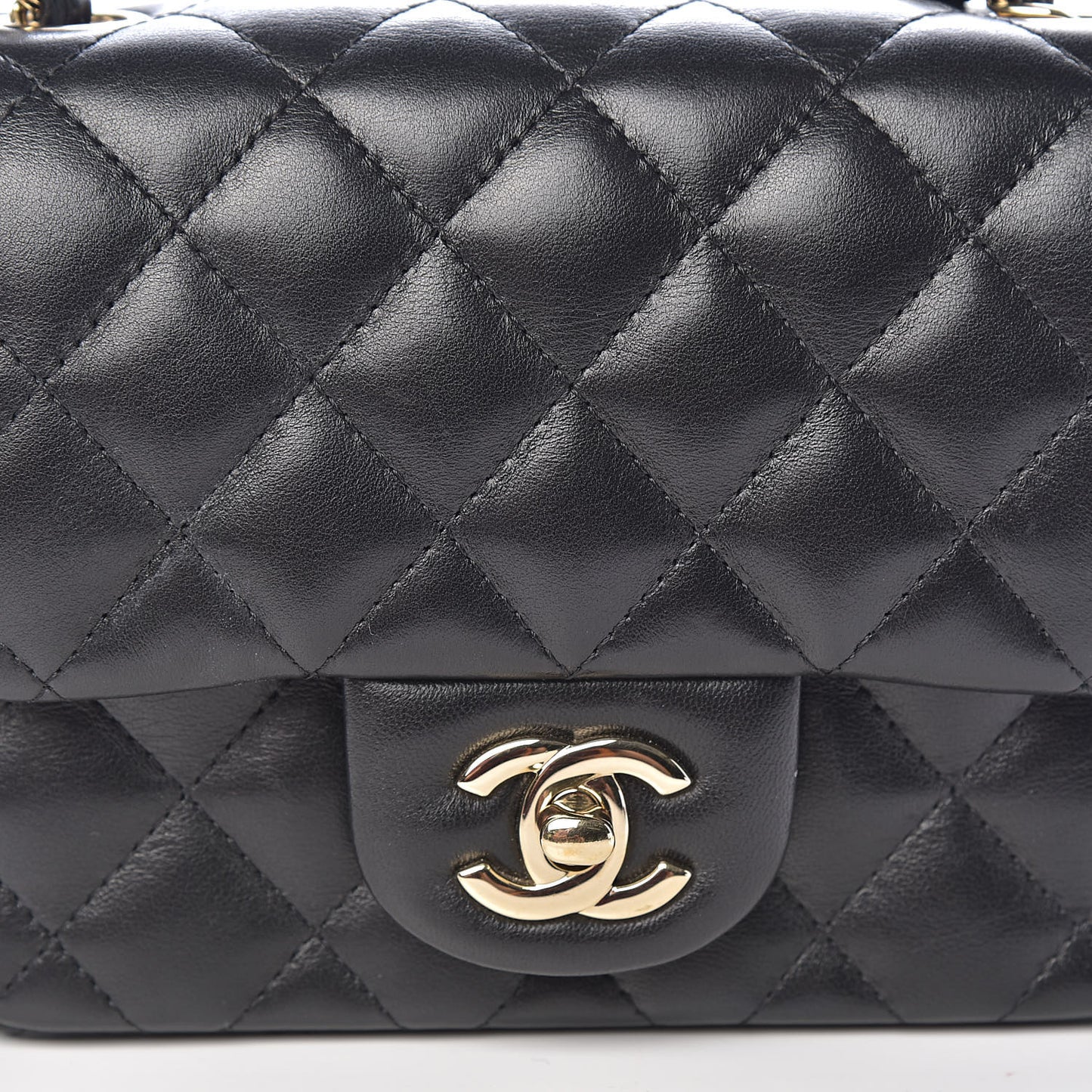 Lambskin Quilted Mini Square Flap Black