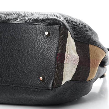 Burberry Grainy Calfskin House Check Medium Maidstone Black 11 of 14