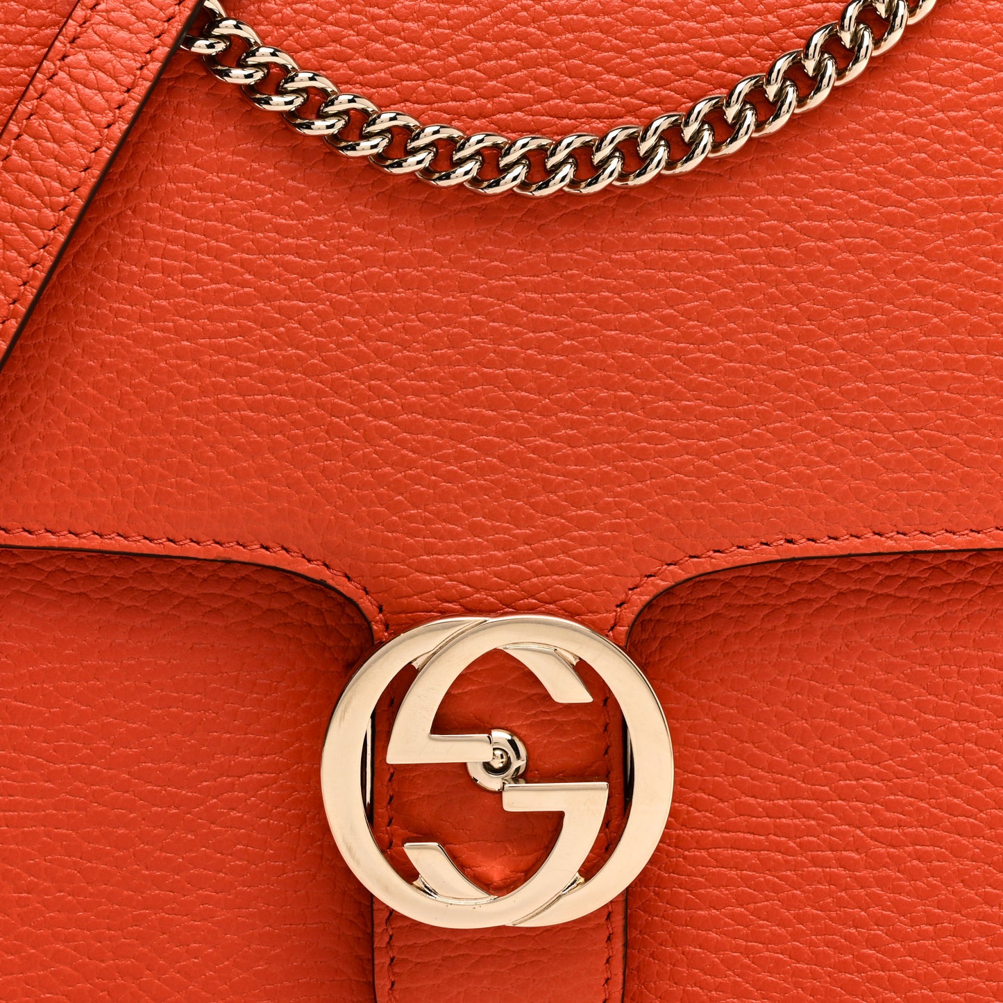 Dollar Calfskin Interlocking G Shoulder Bag Sun Orange