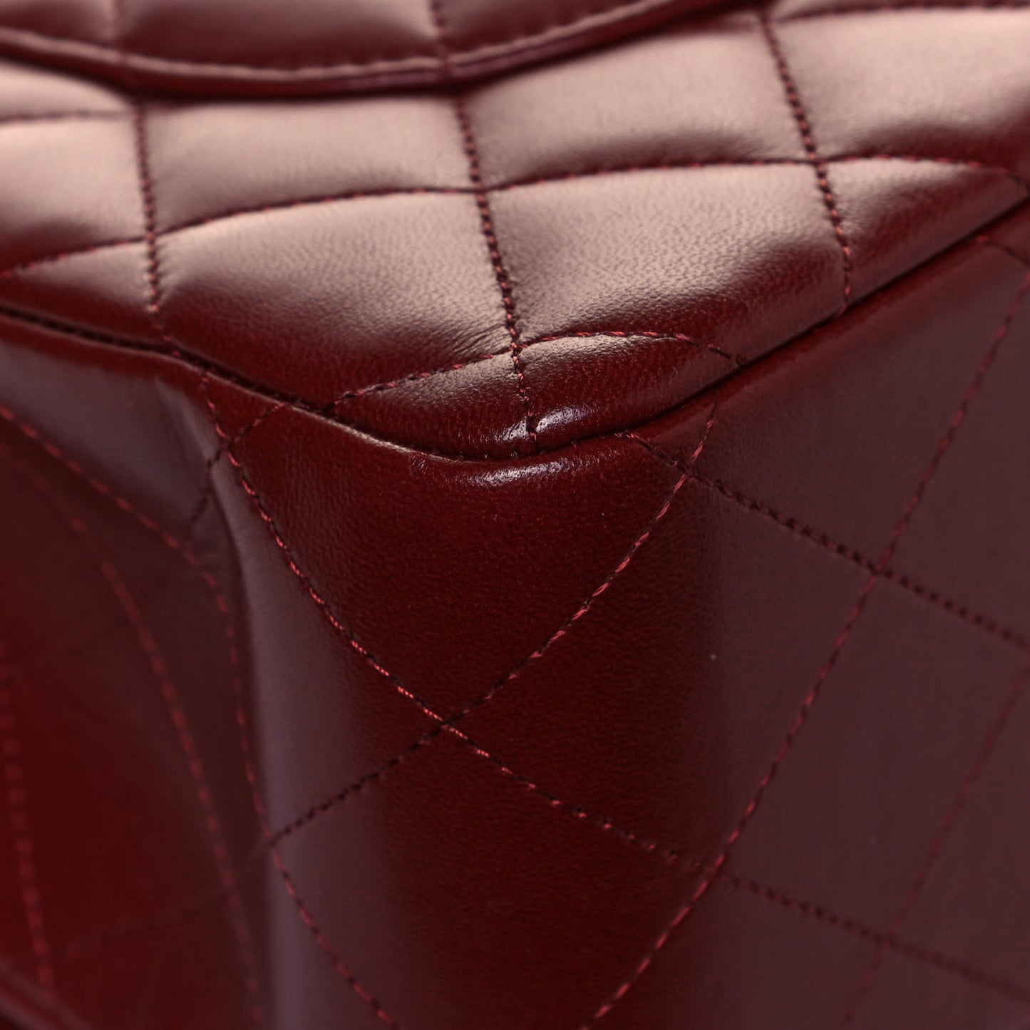 Lambskin Quilted Jumbo Double Flap Dark Red