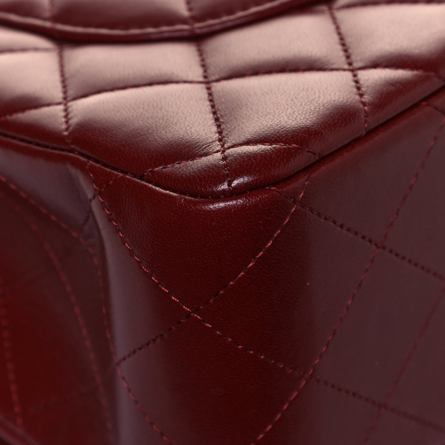Chanel Lambskin Quilted Jumbo Double Flap Dark Red 9 of 11