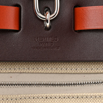 Hermes Military Toile Vache Hunter Herbag Zip Retourne 31 PM Beton Fauve Rouge Sellier Cuivre 9 of 12