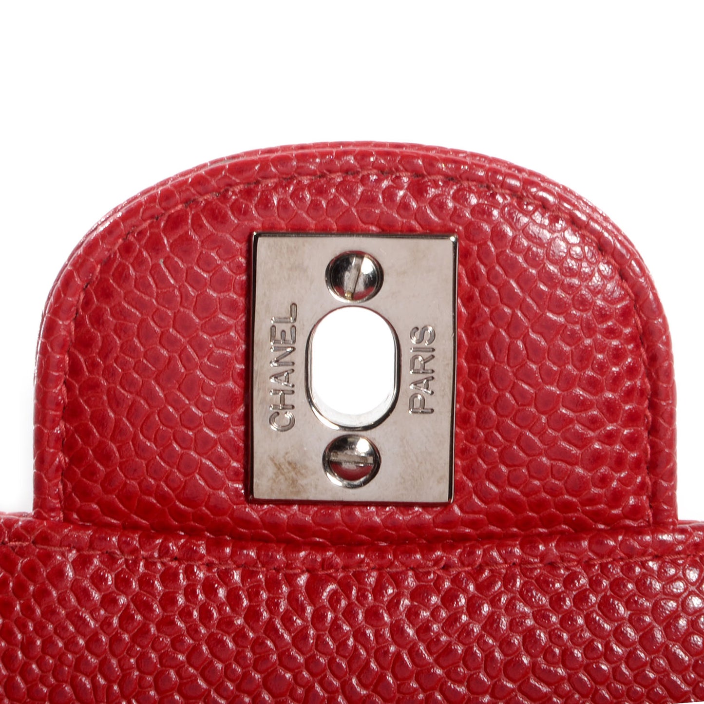 Caviar Medium Double Flap Red