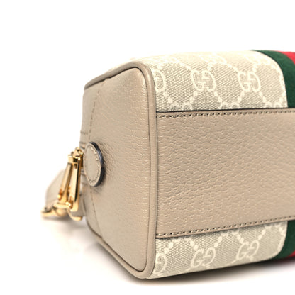 Gucci GG Supreme Monogram Textured Dollar Calfskin Web Mini Ophidia Top Handle Bowler Bag Beige Mystic White Oatmeal 9 of 10