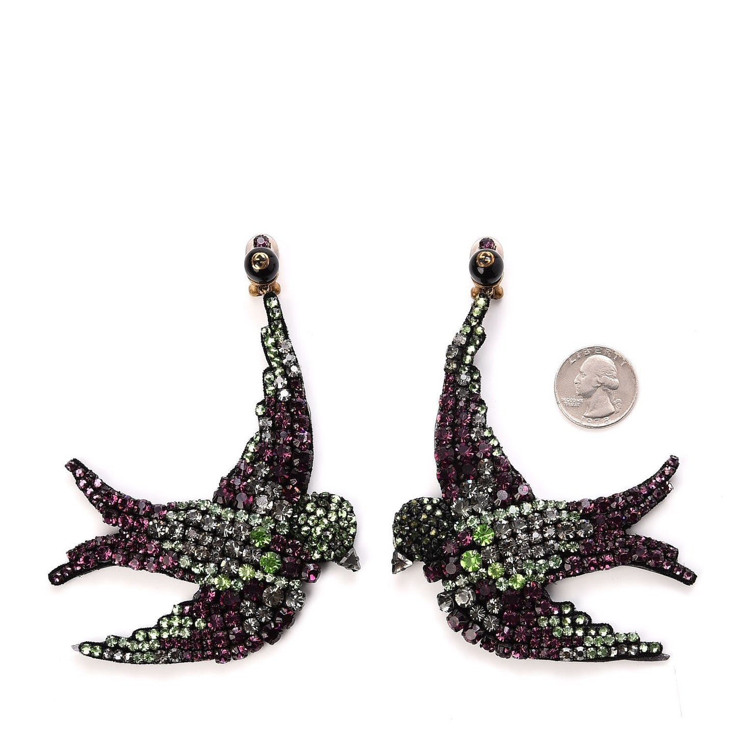 Crystal Embroidered Bird Earrings