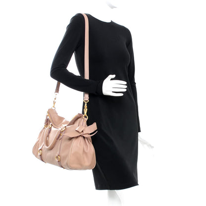 Miu Miu Vitello Medium Bow Bag Mughetto 2 of 17