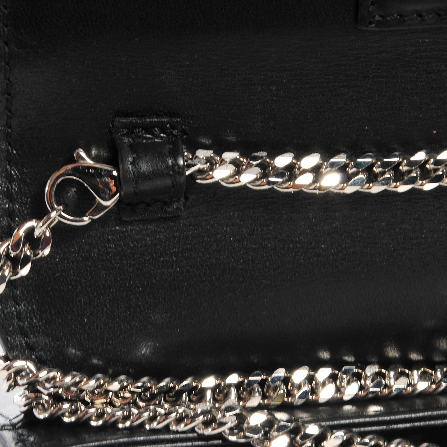 Calfskin Embossed Crosshatch PS11 Chain Wallet Black