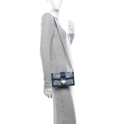 MCM Vintage Jacquard Monogram Mini Tracy Crossbody Blue 2 of 9