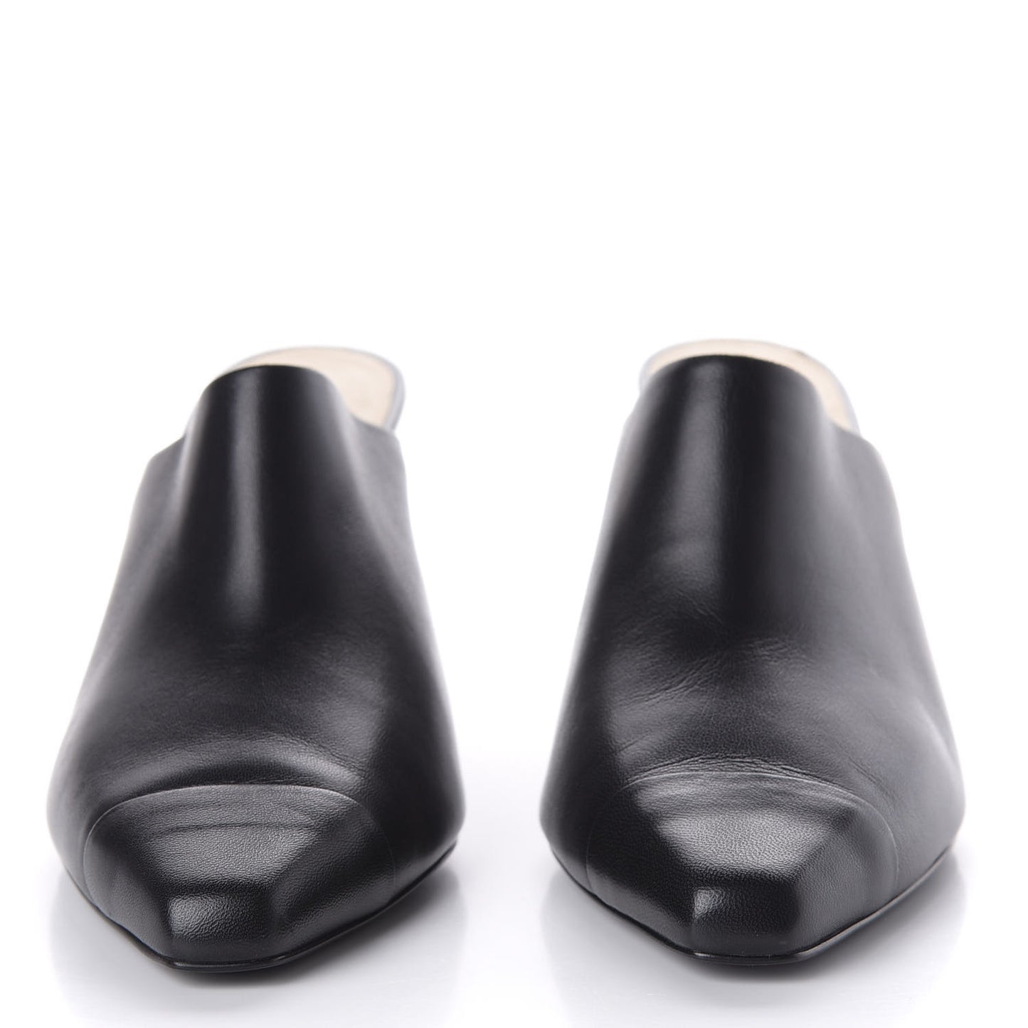 Lambskin Cap Toe Mules 38 Black