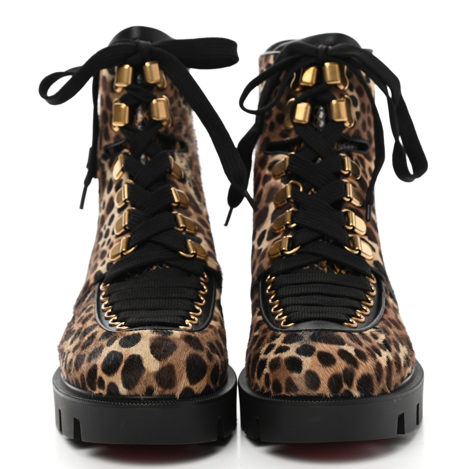 Christian Louboutin Pony Hair Calfskin Macademia Flat Combat Boots 37 Amazonia Version Multi 2 of 7