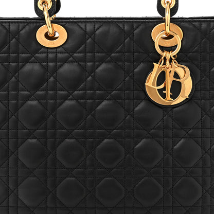 Christian Dior CHRISTIAN DIOR Lambskin Cannage Large Lady Dior Black 8 of 11