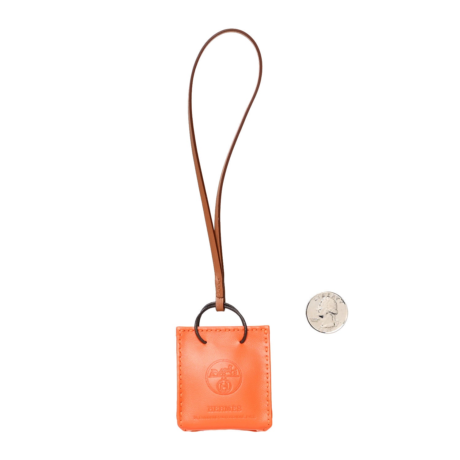 Hermes Milo Lambskin Swift Shopping Bag Charm Feu Gold 2 of 3
