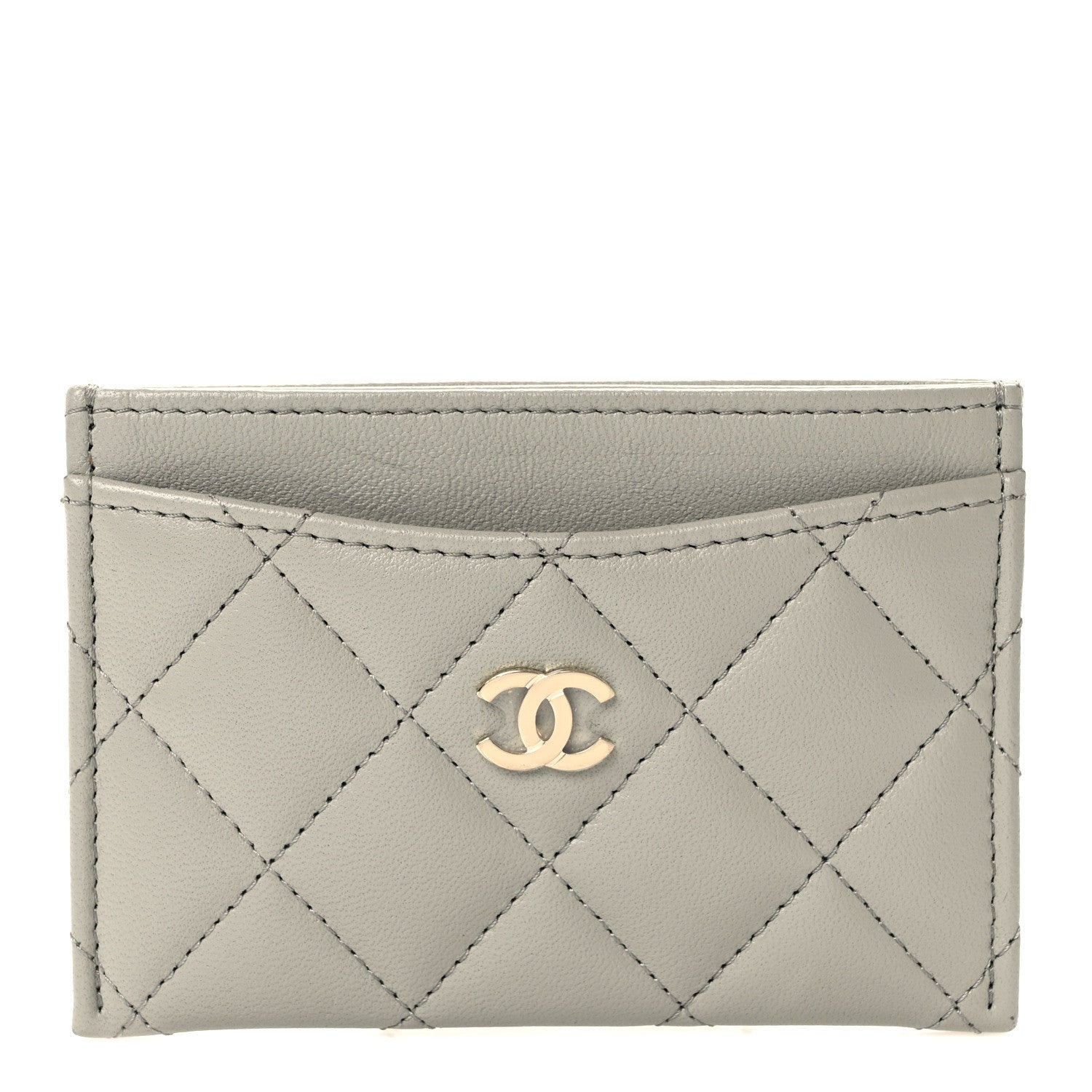 Chanel Lambskin Quilted Card Holder Grey 1 of 11