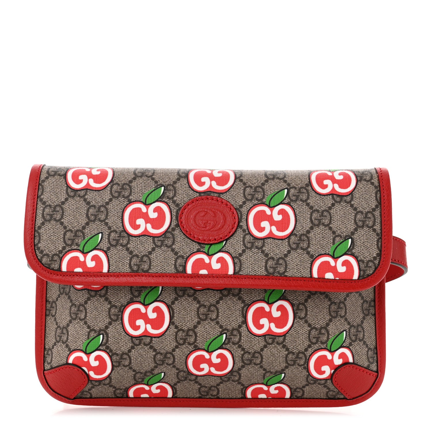 Gucci GG Supreme Monogram Apple Interlocking G Belt Bag Beige Multicolor Lobster Red 1 of 11