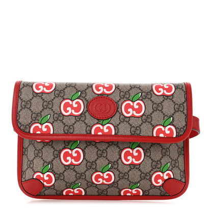 Gucci GG Supreme Monogram Apple Interlocking G Belt Bag Beige Multicolor Lobster Red 1 of 11