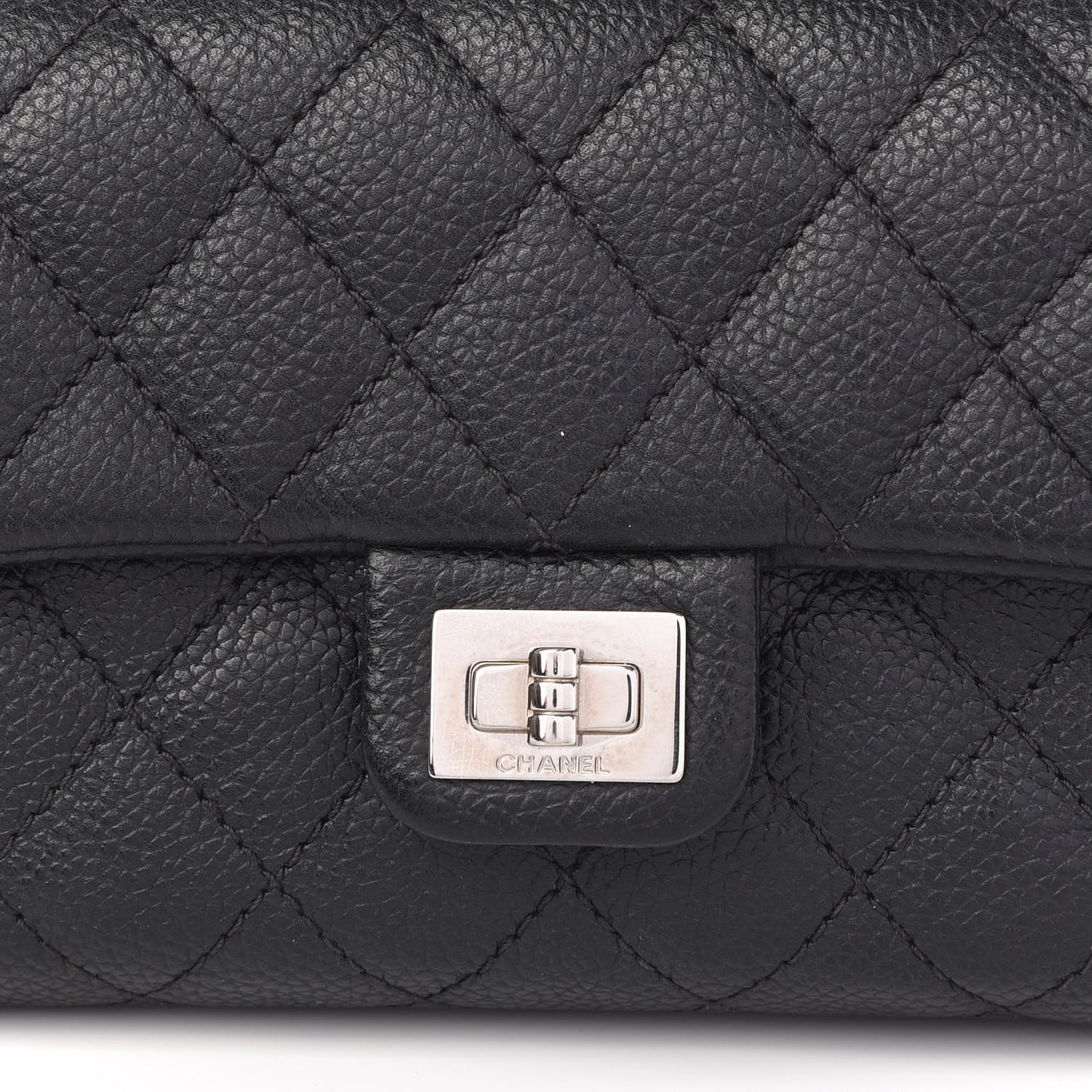 Grained Calfskin Quilted 2.55 Reissue Flap Belt Bag Clutch Black