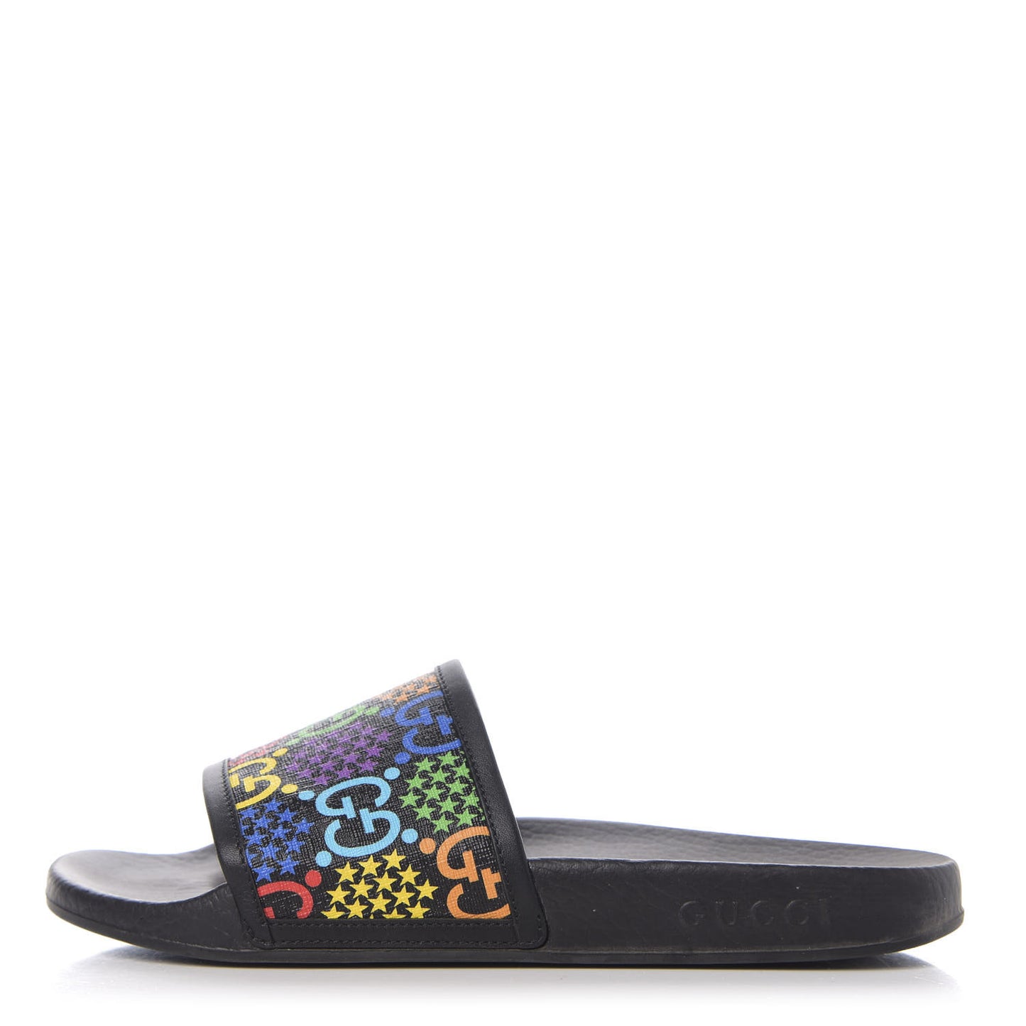 GG Supreme Monogram Psychedelic Slide Sandals 38 Black Multicolor