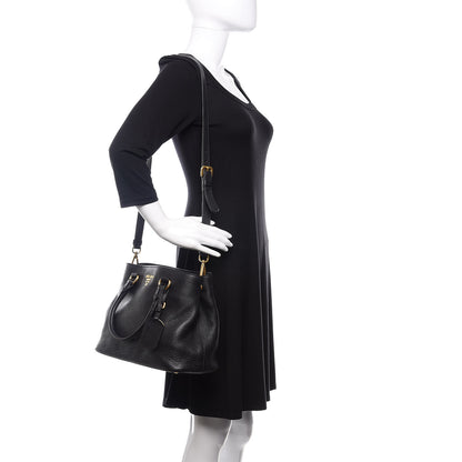 Prada Vitello Daino Tote Black 2 of 12