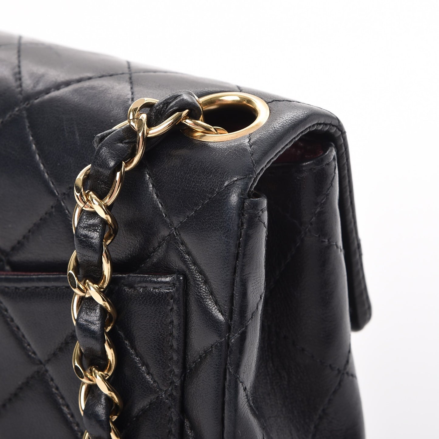 Lambskin Quilted Mini Square Flap Black