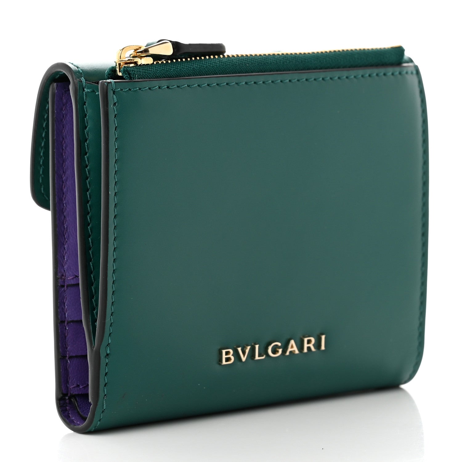 Bulgari Calfskin Serpenti Forever Wallet Emerald Violet Amethyst 3 of 6