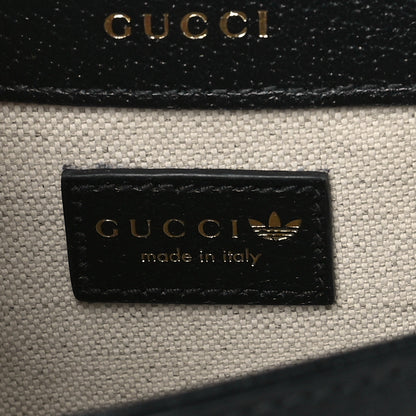 Gucci X ADIDAS Textured Dollar Calfskin Web Trefoil Mini Horsebit 1955 Shoulder Bag Black Off White 6 of 10