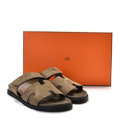 Hermes Suede Goatskin Mens Chypre Sandals 42.5 Vert Army 12 of 12