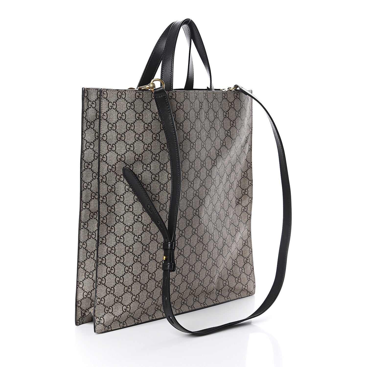 Gucci Soft GG Supreme Monogram Kingsnake Vertical Tote Black 2 of 8