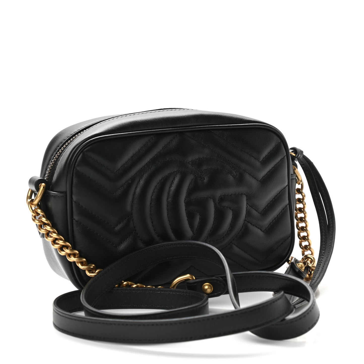 Calfskin Matelasse Mini GG Marmont Chain Shoulder Bag Black
